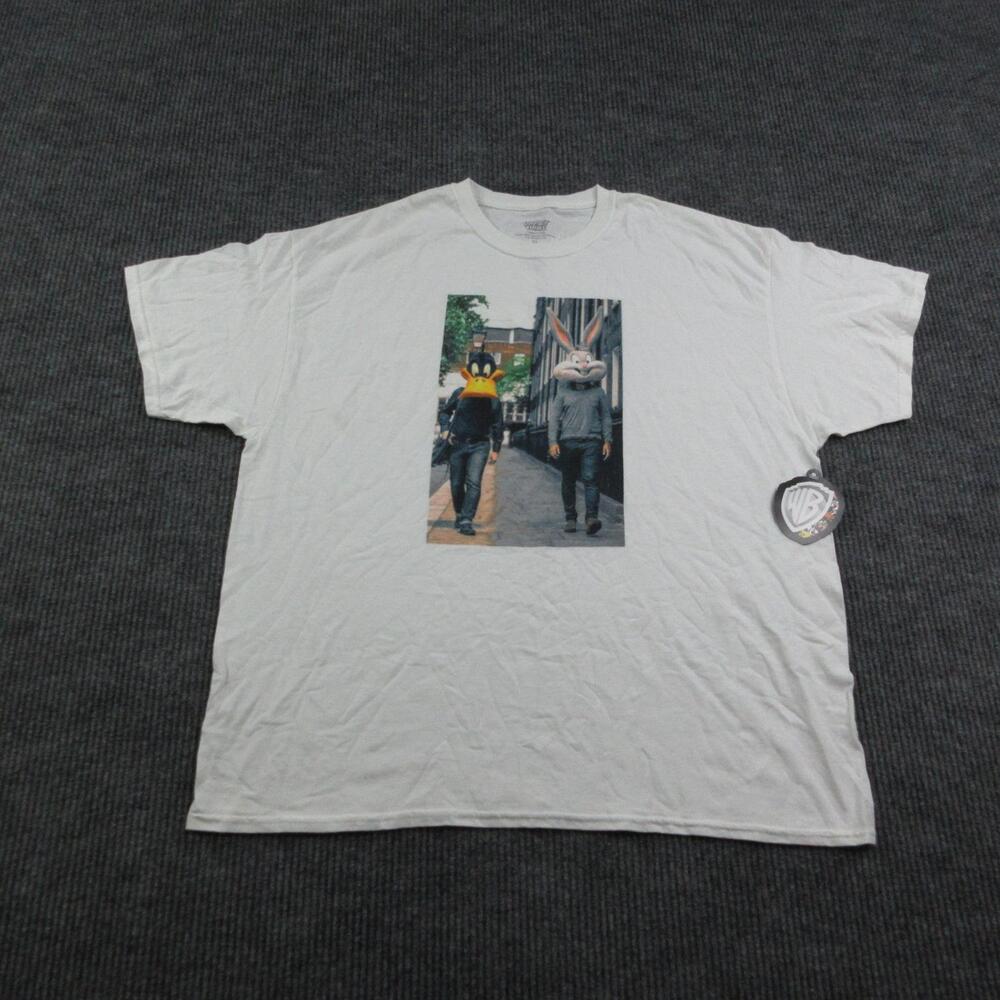 Looney Tunes Shirt Mens XL White Bugs Bunny Daffy Duck Crew Neck Graphic Tee NWT